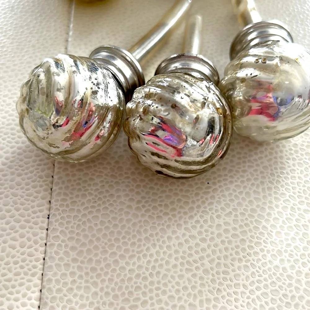Pier One Mercury Glass Knobs Pulls Drawers Metallic Gold Silver Glam
